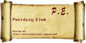 Petróczy Elek névjegykártya