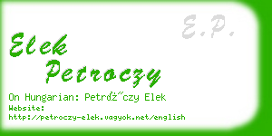 elek petroczy business card